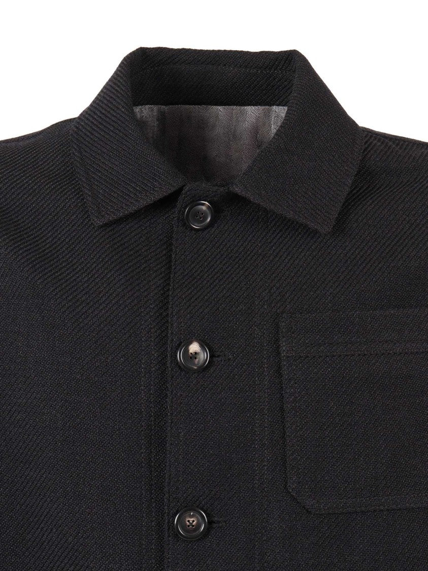Circolo 1901 Structured Black Work Jacket In Virgin Wool And Cotton Blend
