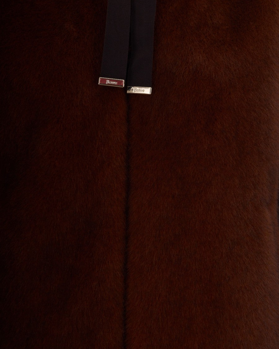 Herno Dark Brown Soft Faux Fur Bomber Jacket