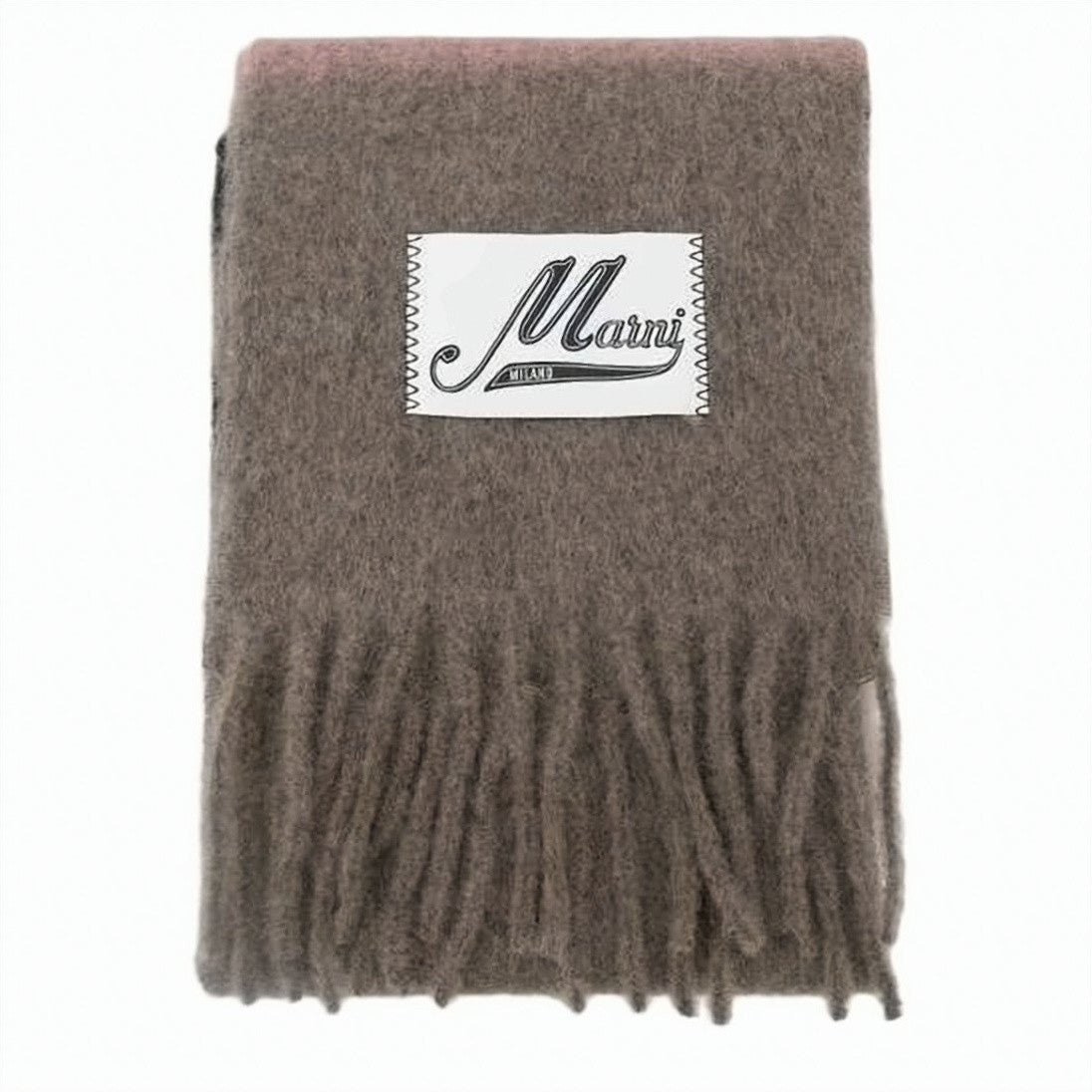 Marni Striped Alpaca-Mohair Scarf With Fringed Ends And Stitched Label