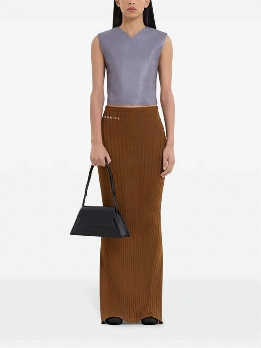 Marni Trapezoidal Black Cowhide Leather Clutch With Detachable Strap