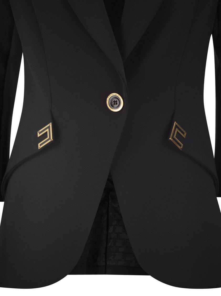 Elisabetta Franchi Double Stretch Crepe Jacket With Logo Details