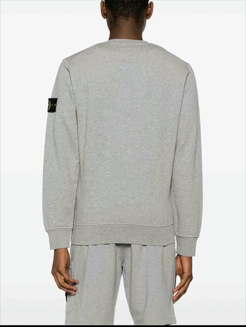 Stone Island Grey Long-Sleeve Sweatshirt With Patch Logo