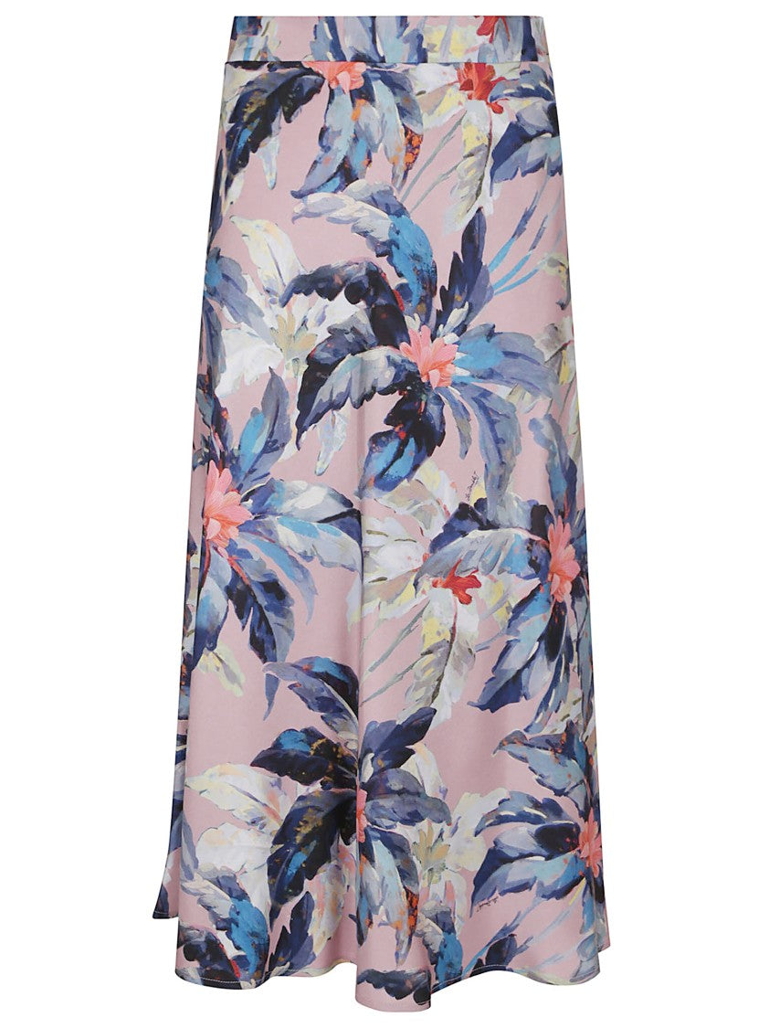 La Double J Multicolor Floral Silk Midi Skirt