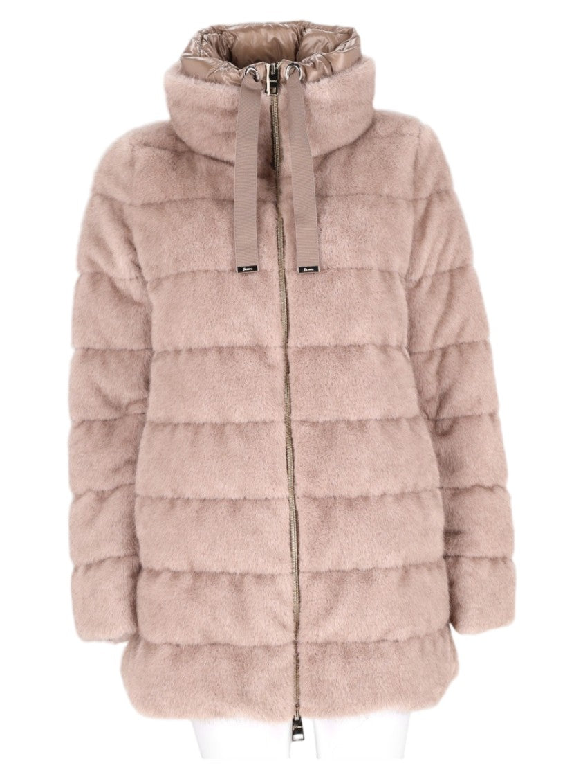 Herno White Quilted High-Collar Polyester Down Coat