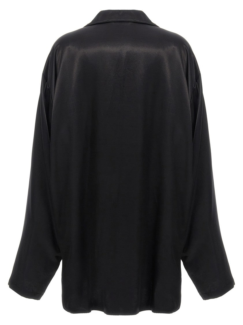 Balenciaga Pajama-Style Shirt With Tone-On-Tone Logo Embroidery