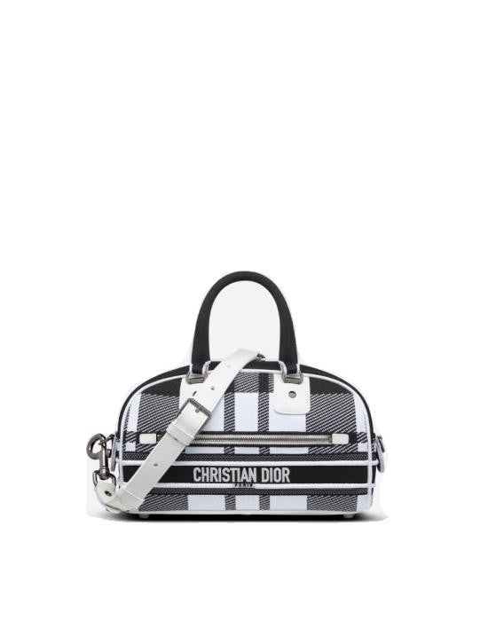 Dior Structured Checkered Tote Bag With Silver-Tone Hardware