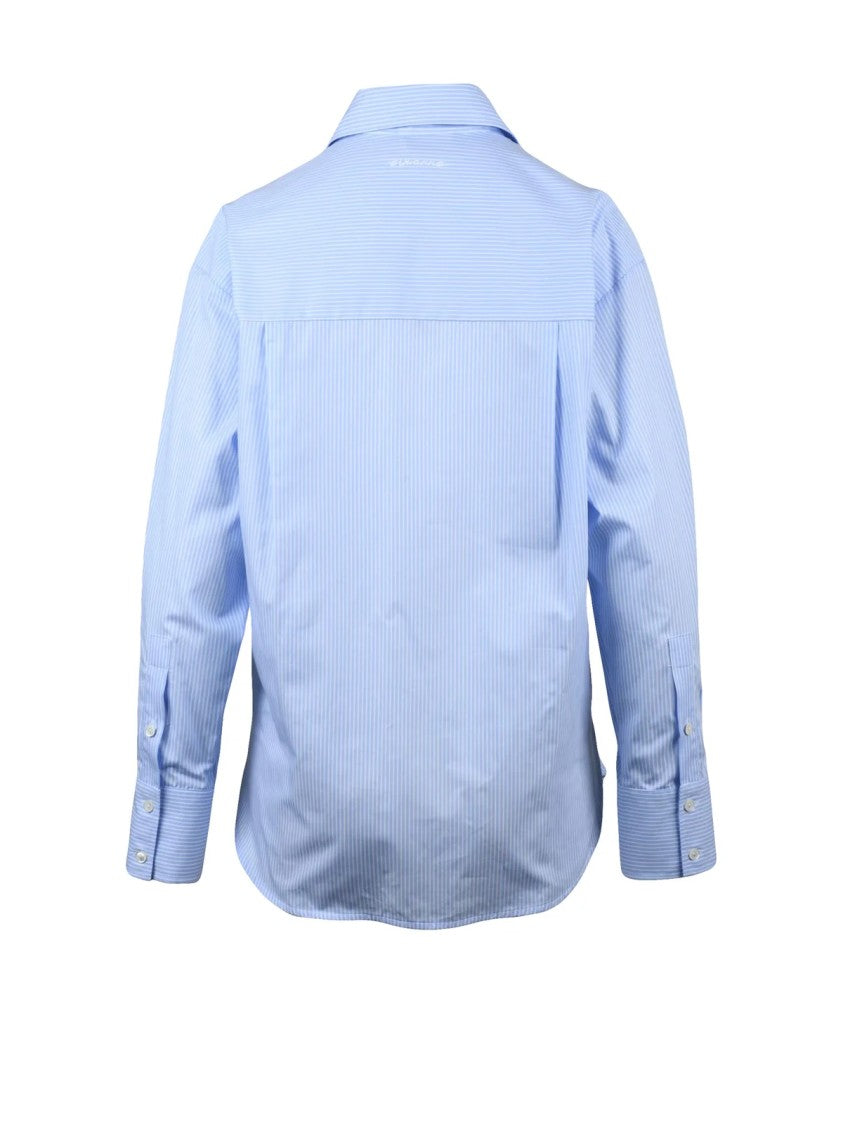 Ermanno Firenze Light Blue Floral Embroidered Cotton Shirt