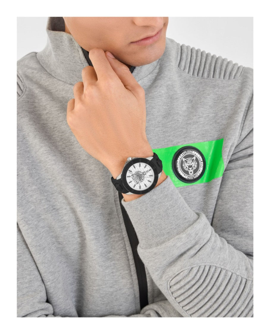 Plein Sport City Rush Silicone Watch With Silver Enamel Dial