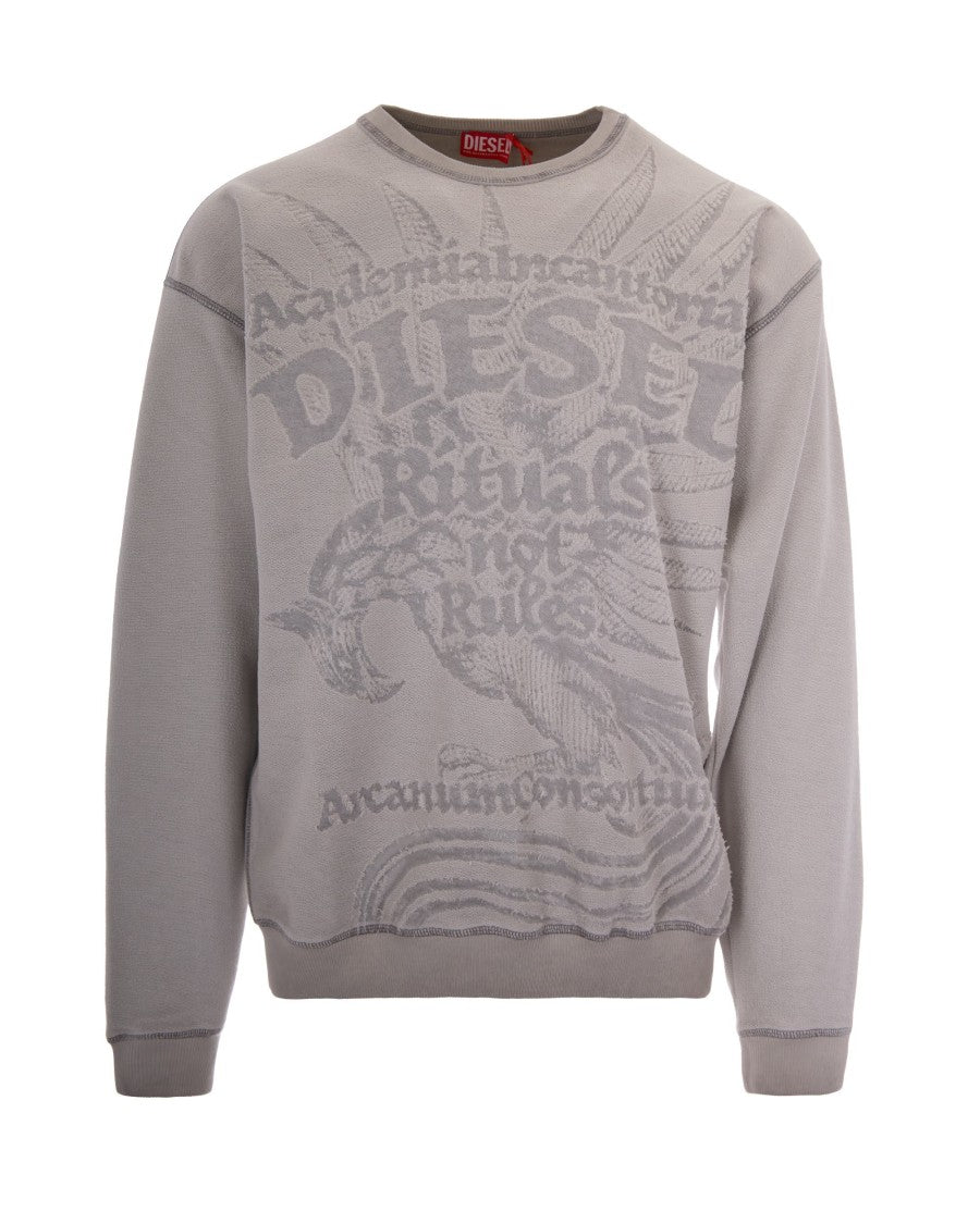 Diesel White Aron Devoré Cotton-Blend Sweatshirt