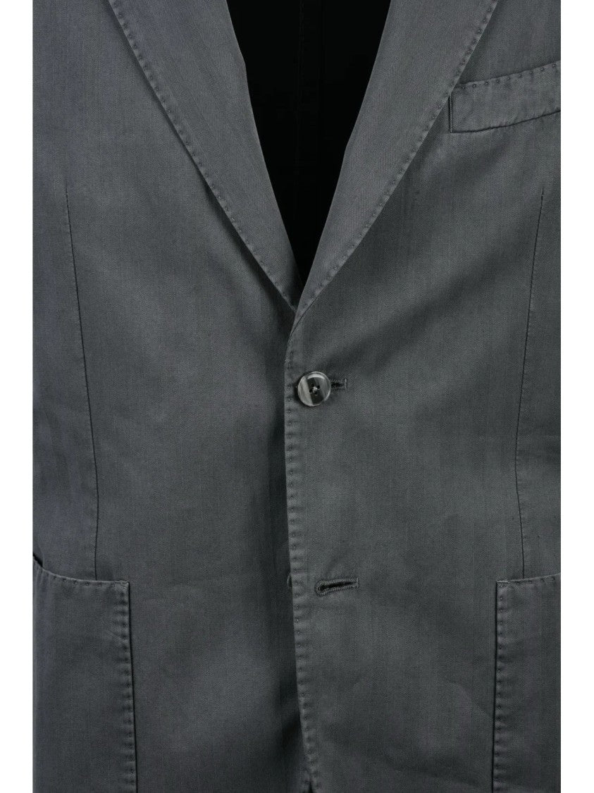 L.B.M. 1911 Grey Cotton Polyamide Elastane Fitted Jacket