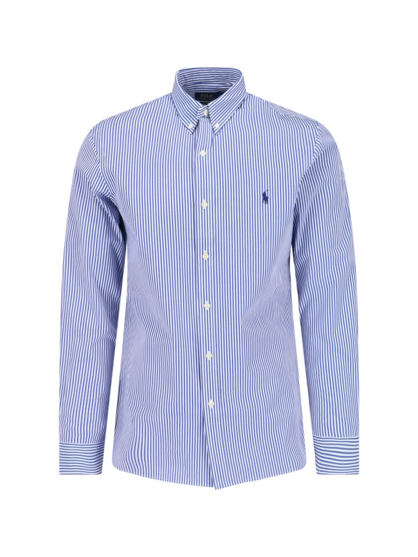 Polo Ralph Lauren Blue Striped Button-Down Cotton Shirt