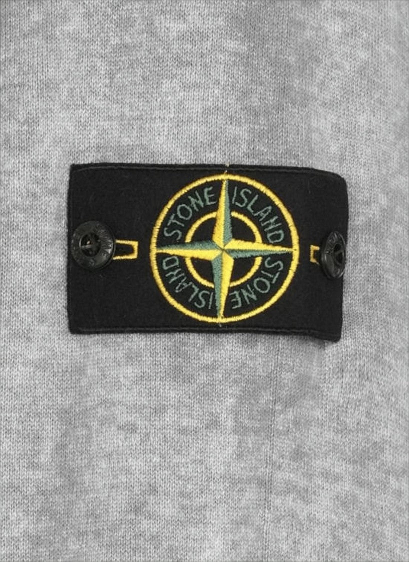 Stone Island Washed Grey Sweater With Distinctive Embroidered Patch