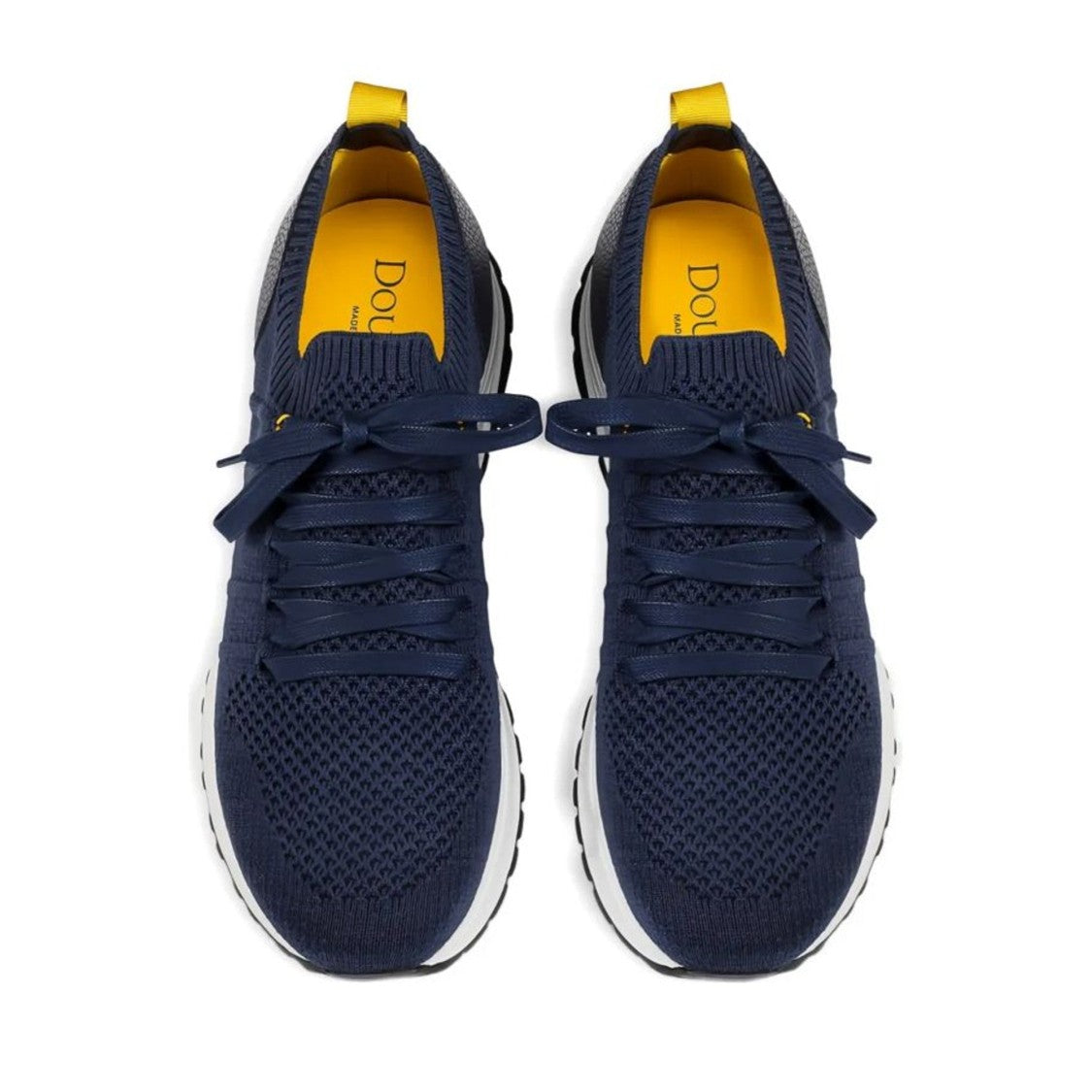 Doucal's Blue Knitted Snug Collar Contrasting Sole Sneakers
