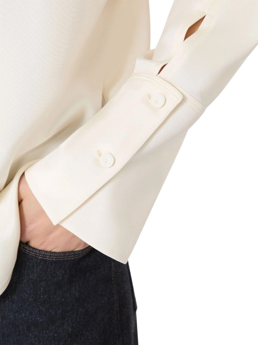 Max Mara Ivory Silk Blend Shirt With Classic Collar