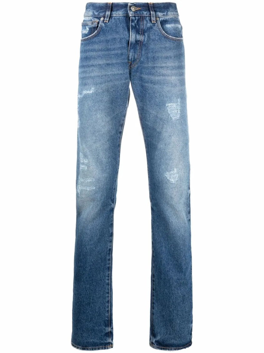 424 Blue Straight-Leg Denim Five-Pocket Jeans