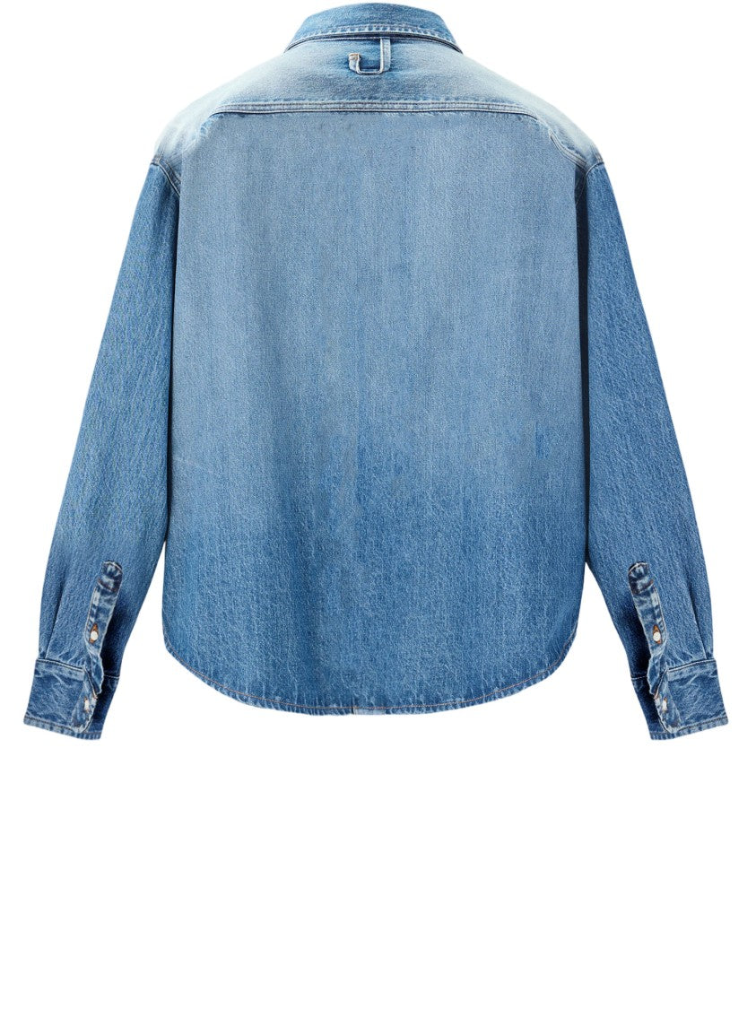 Jacquemus Cotton Denim Shirt With Pointed Collar