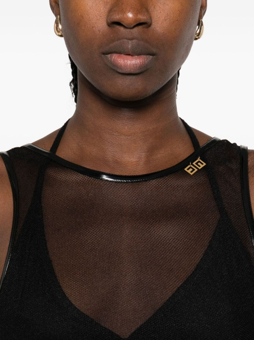 Elisabetta Franchi Sheer Black Bodysuit With Scoop Neckline