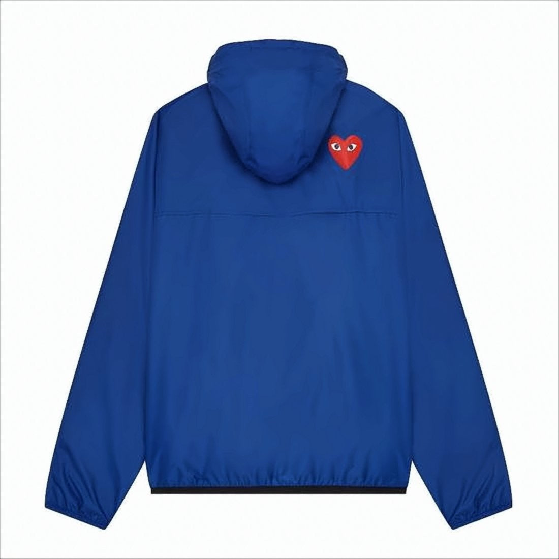 Comme Des Garçons Lightweight Blue Nylon Jacket With Iconic Heart Emblem