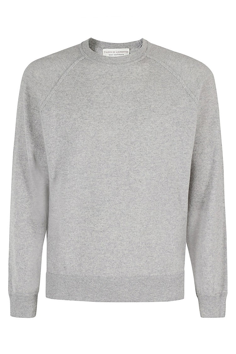 Filippo De Laurentiis Light Gray Wool & Cashmere Raglan Crewneck Sweater