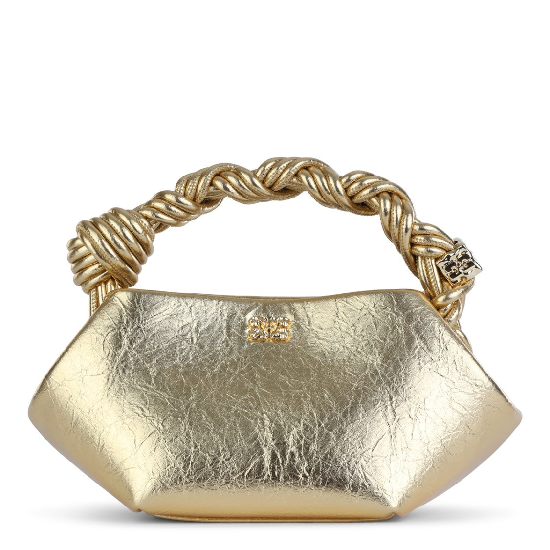 Ganni Sculptural Gold Top Handle Bag