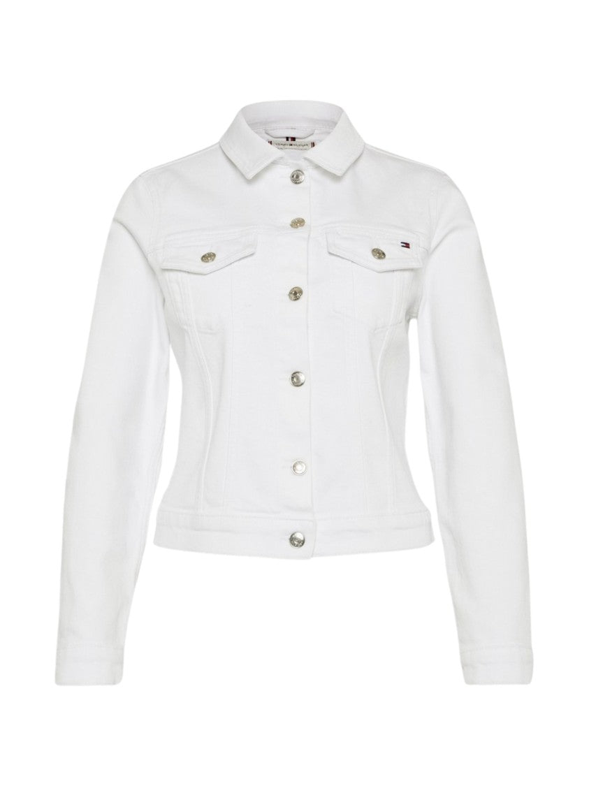 Tommy Hilfiger White Cropped Denim Flap Jacket
