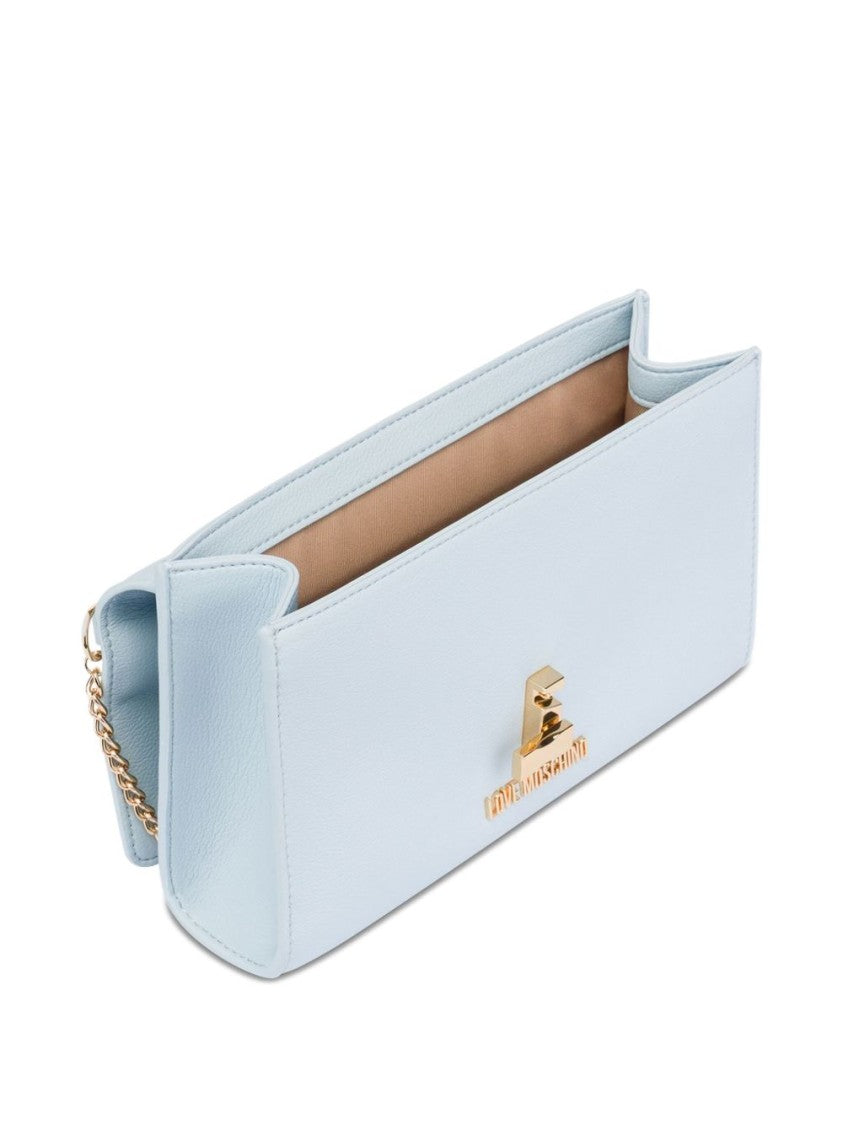 Love Moschino Light Blue Shoulder Bag With Gold-Tone Heart Clasp