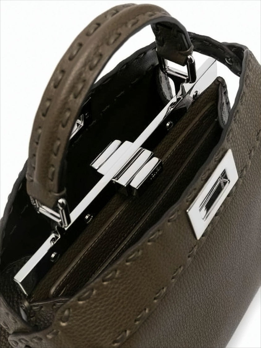 Fendi Trapezoidal Structured Shoulder Bag In Textured Leather