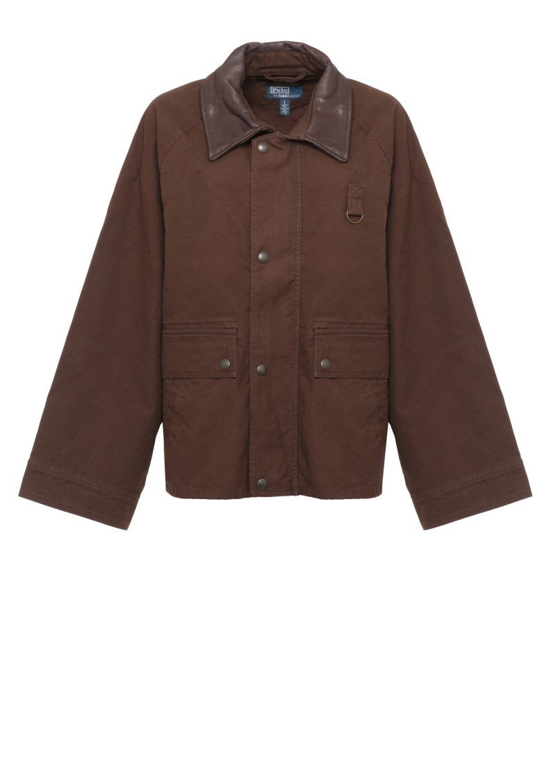 Polo Ralph Lauren Brown Leather Collar Cotton Jacket