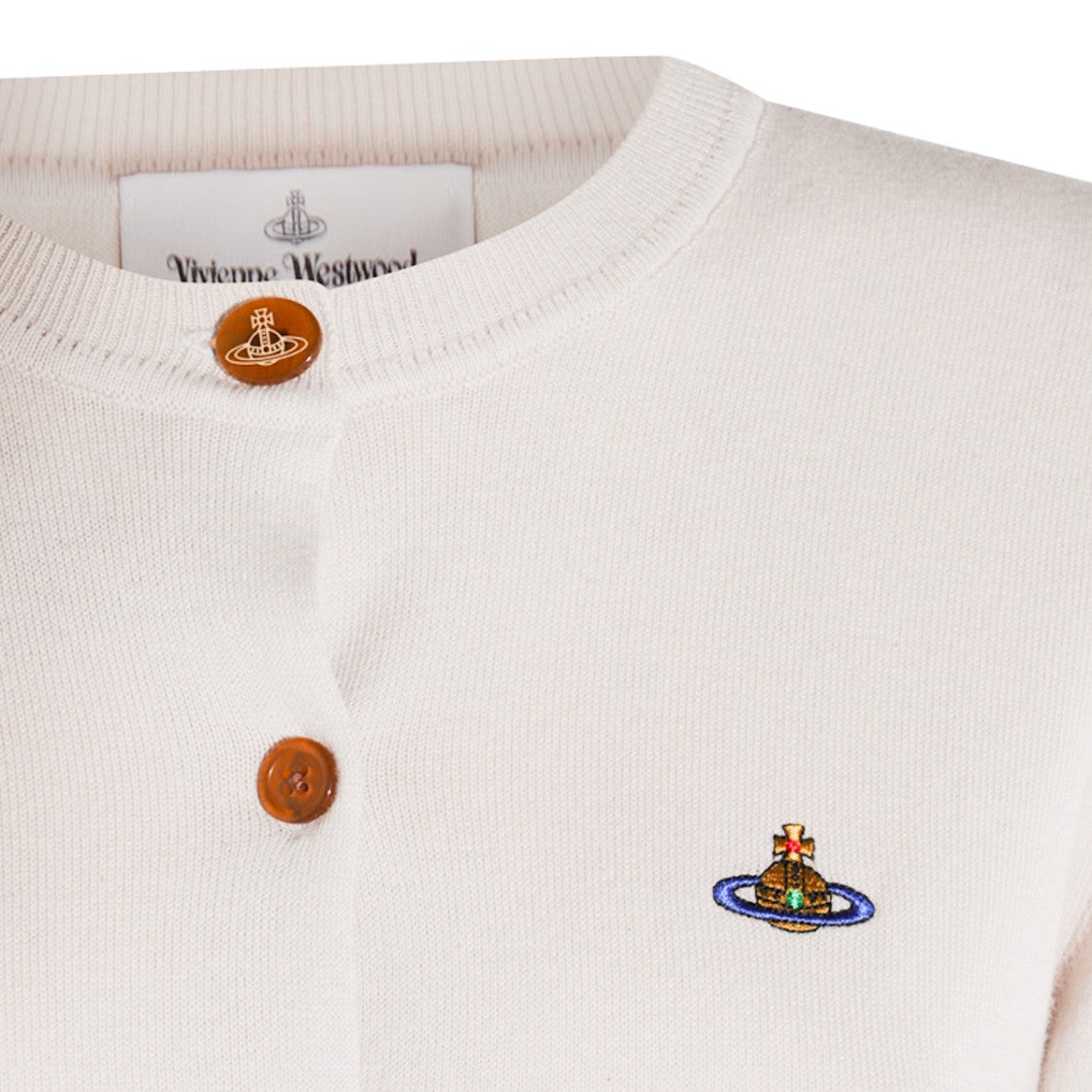 Vivienne Westwood Light Beige Knitwear Cardigan With Round Collar And Button Fastening