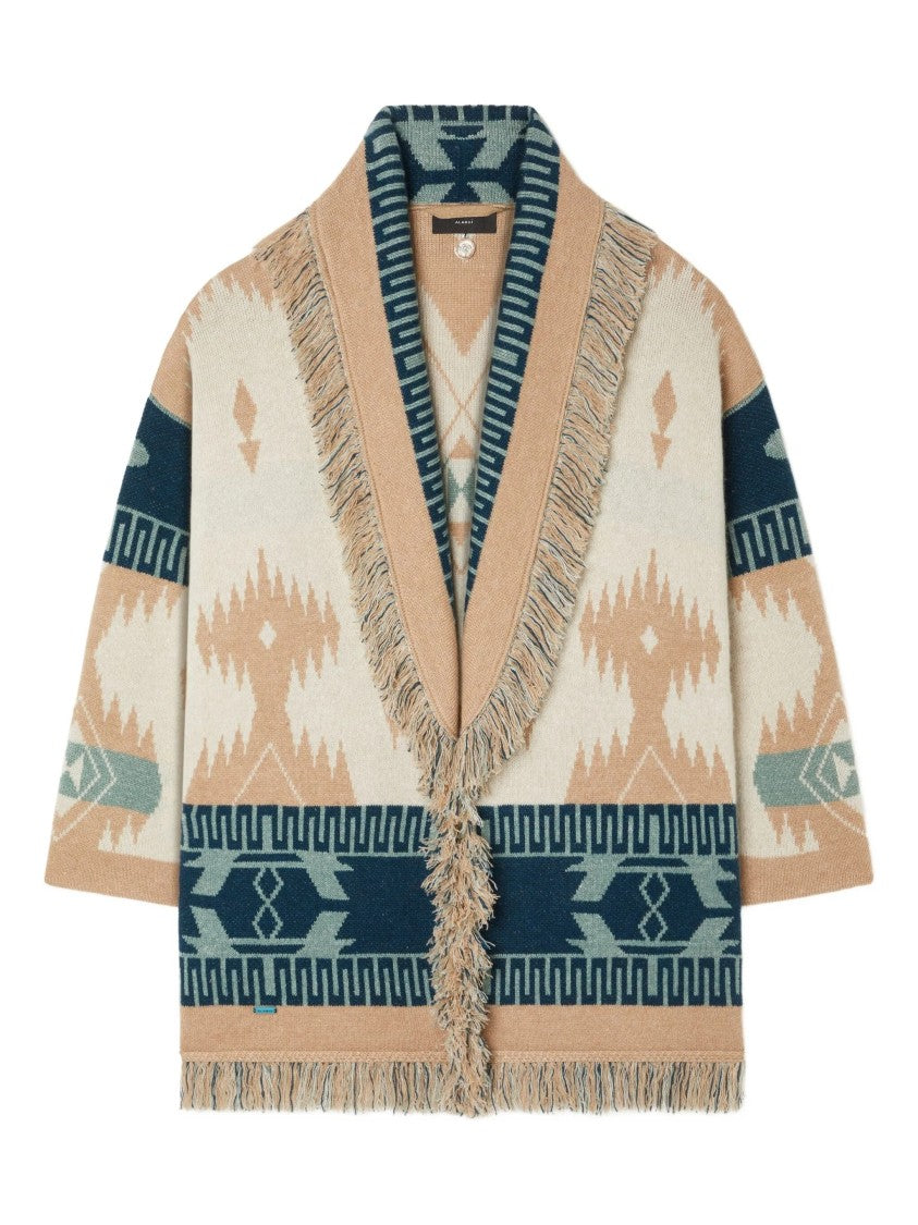 Alanui Beige Icon Jacquard Cashmere Cardigan