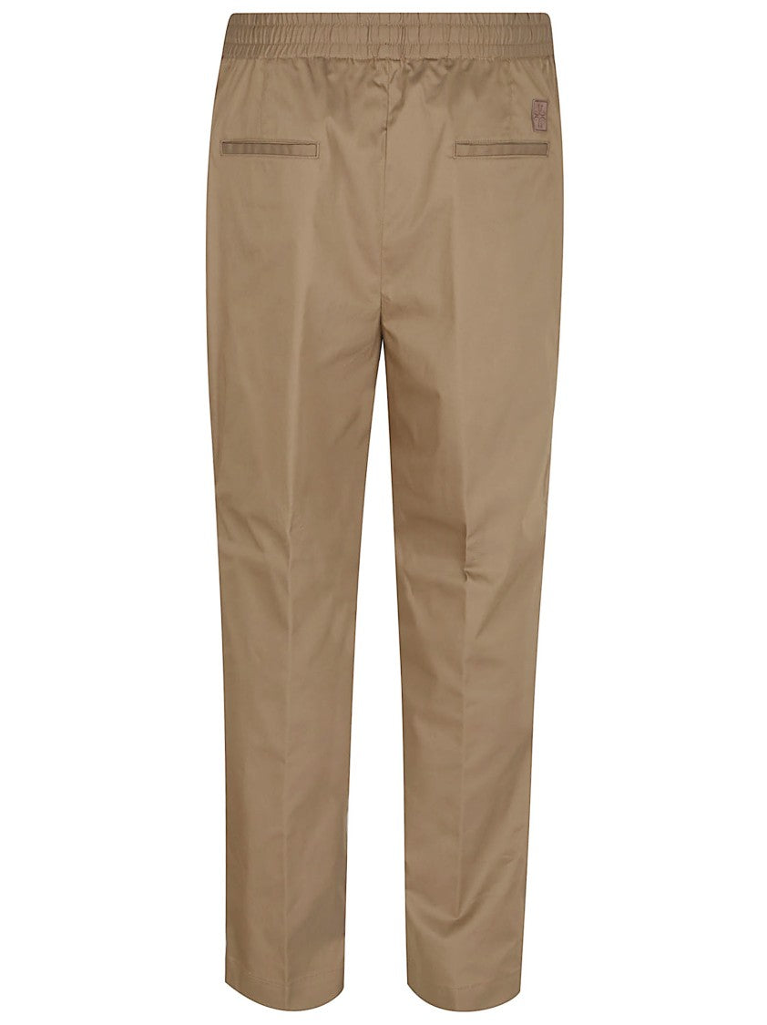 Jacob Cohen Camel Brown Low Carrot Fit Pants With Ruffled Details