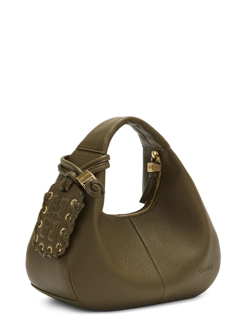 Ganni Hobo Mini Grained Slouchy Leather Bag