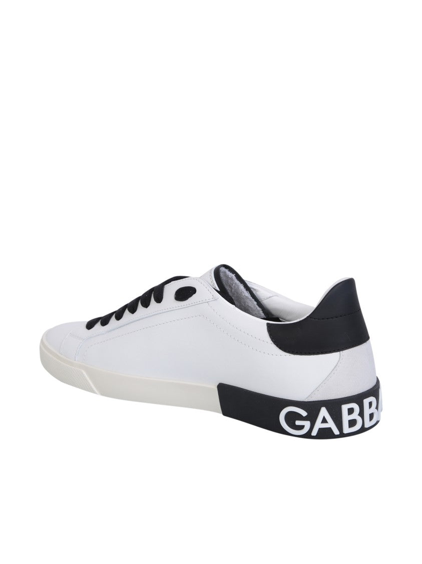 Dolce & Gabbana White Leather Sneakers With Embossed Logo