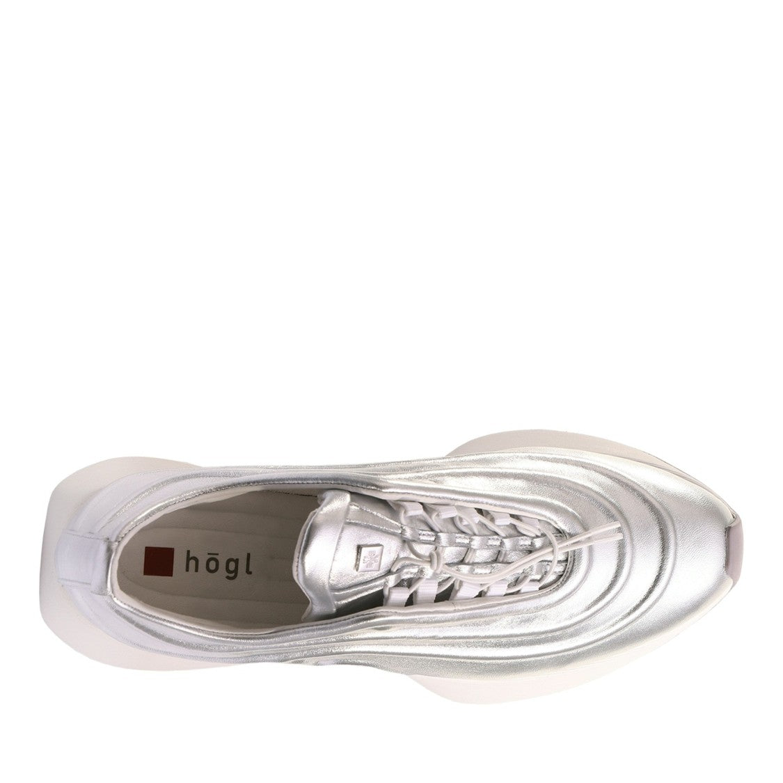 Högl Silver Metallic Wavy Design Lace-Up Sneakers