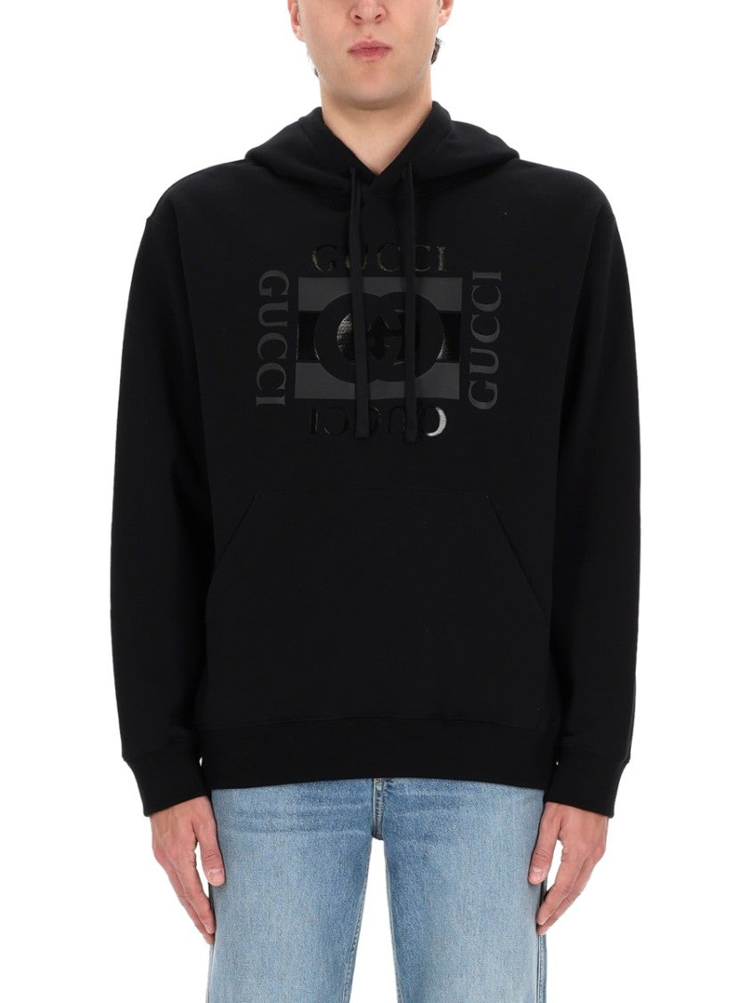 Gucci Tonal Print Adjustable Cotton Hoodie