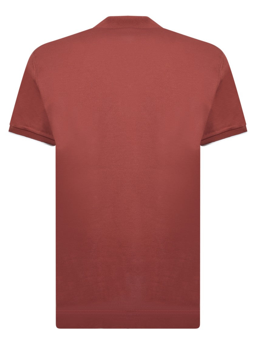 Zegna Brown Pique Polo With Contrast