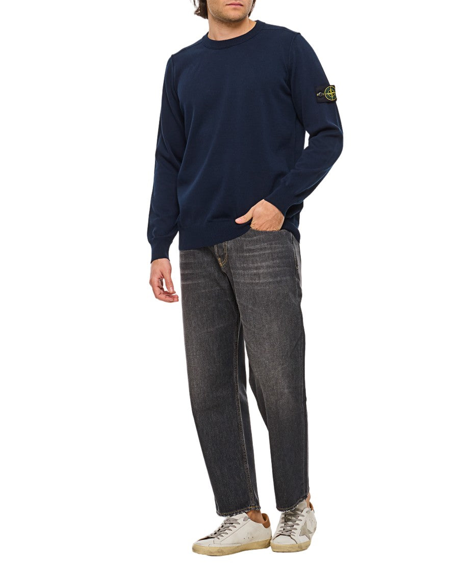 Stone Island Cotton Pullover With Logo Badge
