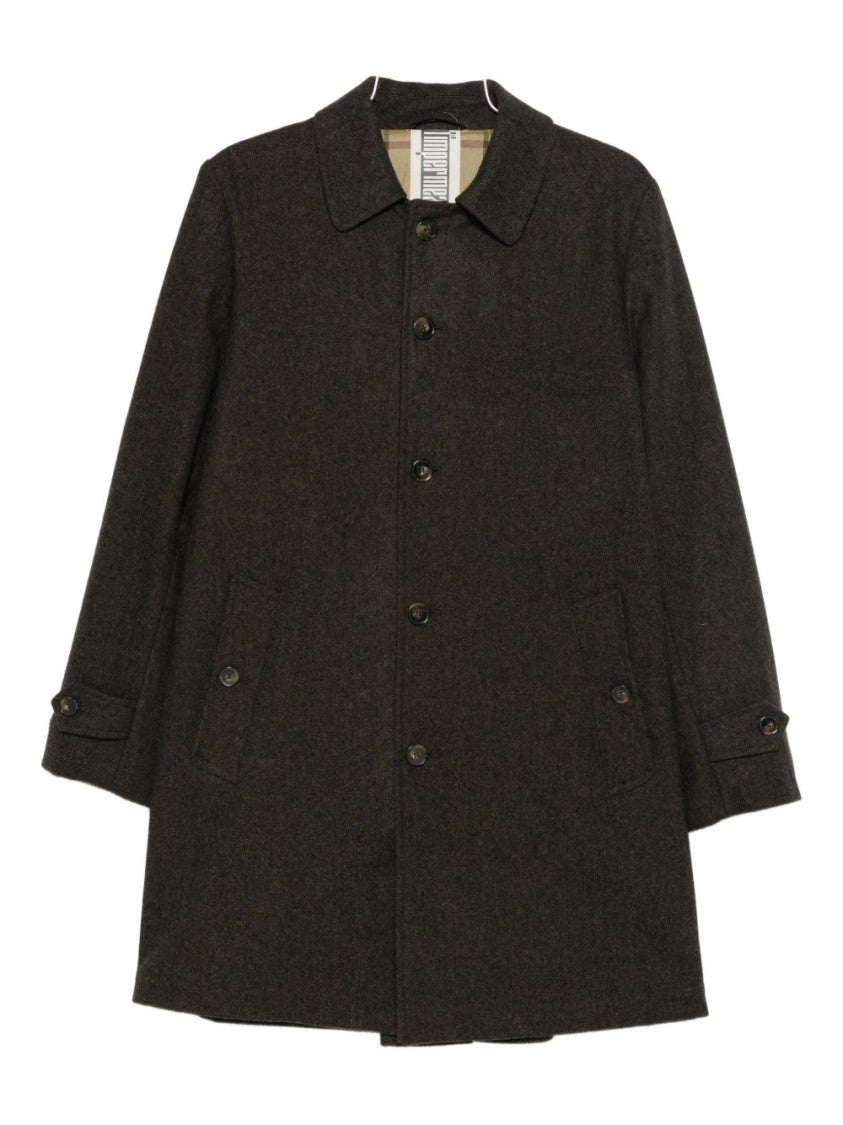 L'impermeabile Giacconi Verde Wool Overcoat With Textured Finish