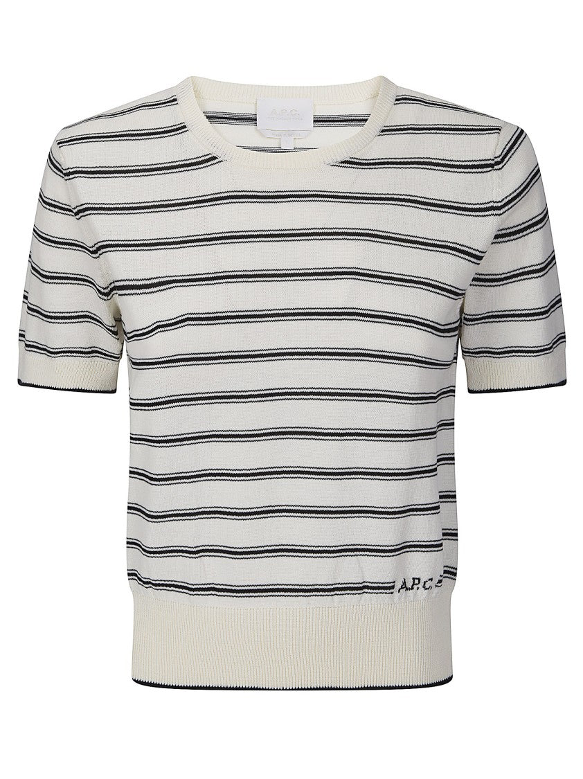A.P.C. Multicolor Haut Manches Courtes Striped Cotton Top