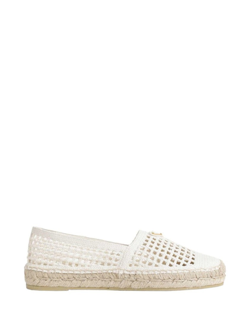 Prada White Crochet Braided Jute Espadrilles