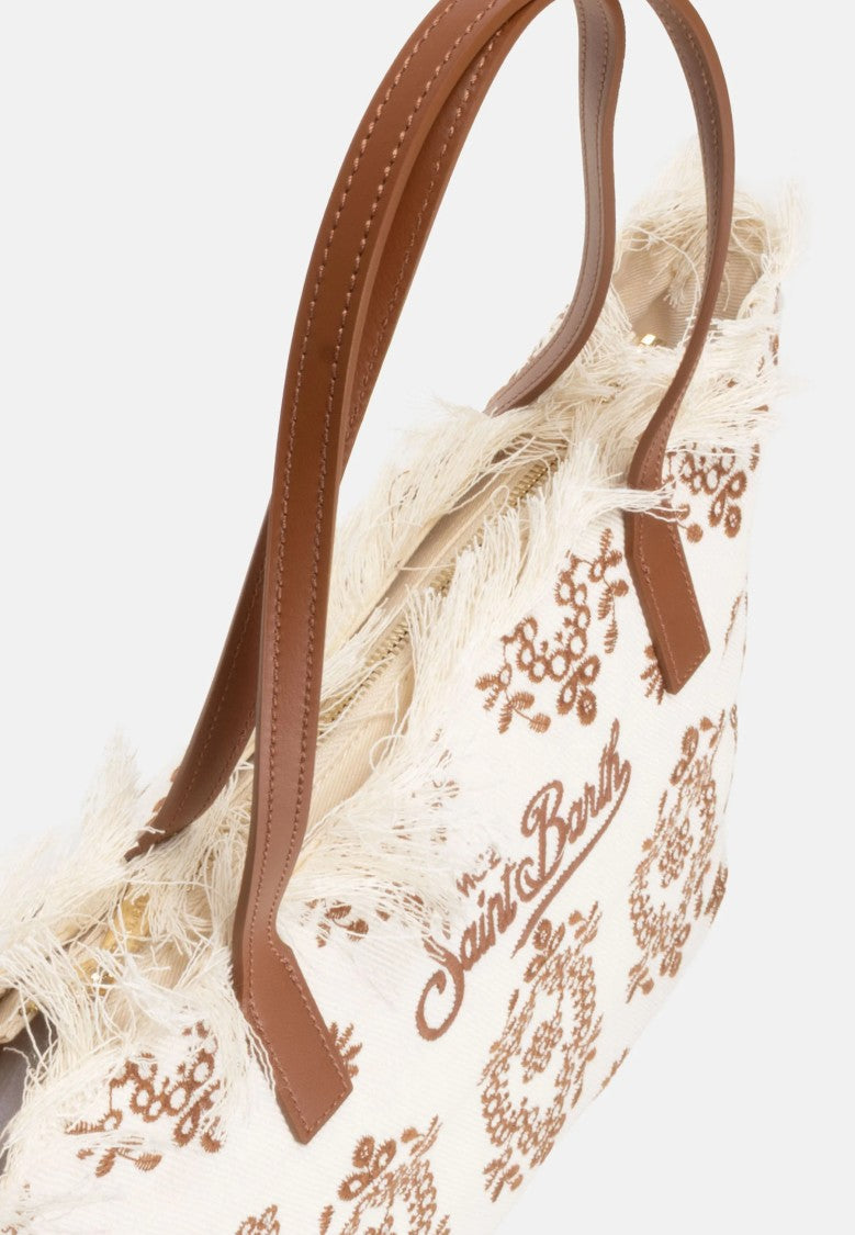 Mc2 Saint Barth Rectangular Tote Bag With Embroidery And Leather Handles