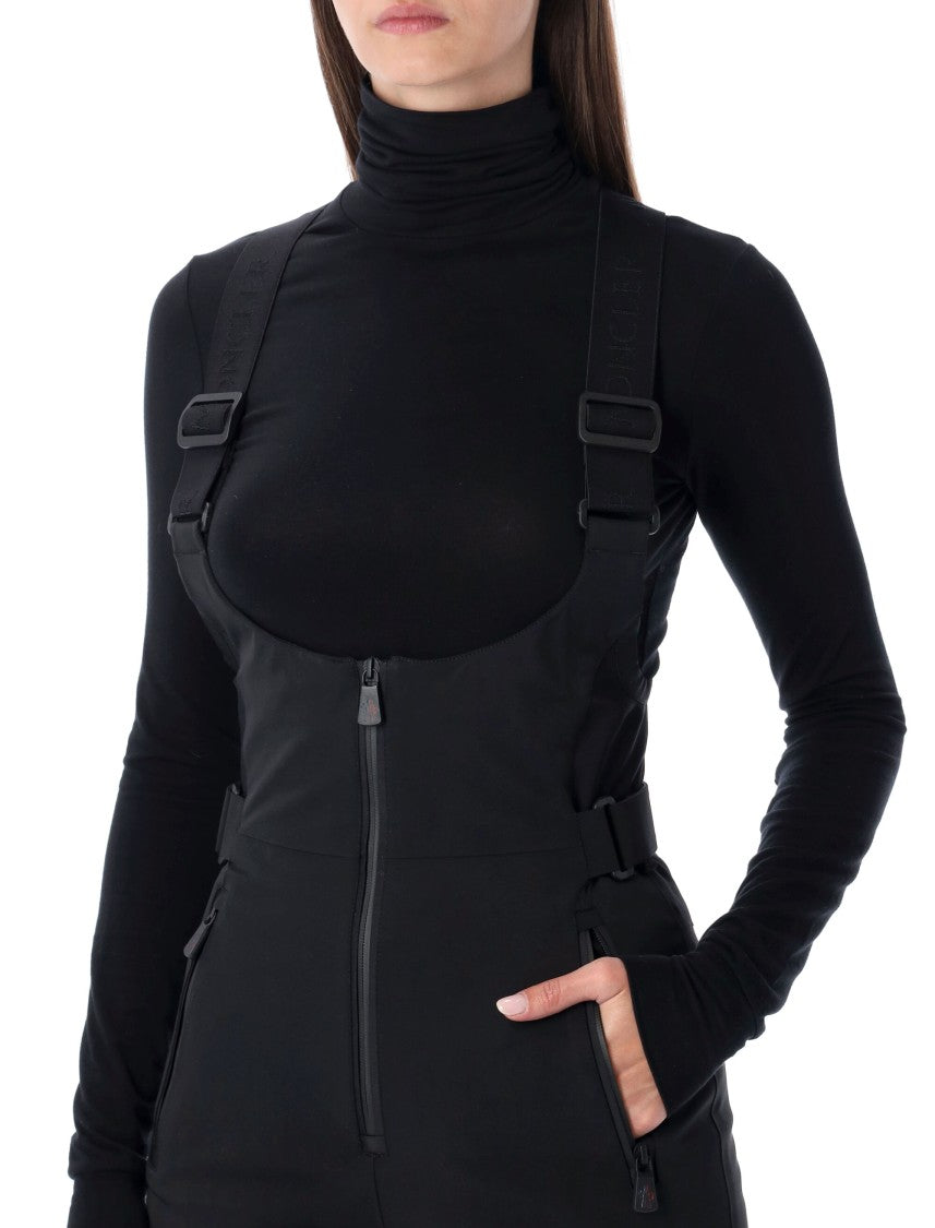 Moncler Grenoble Fitted Black Padded Ski Bib With Adjustable Straps