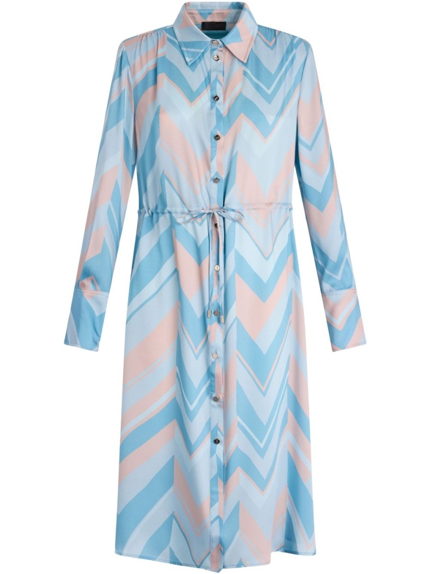 Liu Jo Chevron Pattern Midi Dress With Cinched Waist
