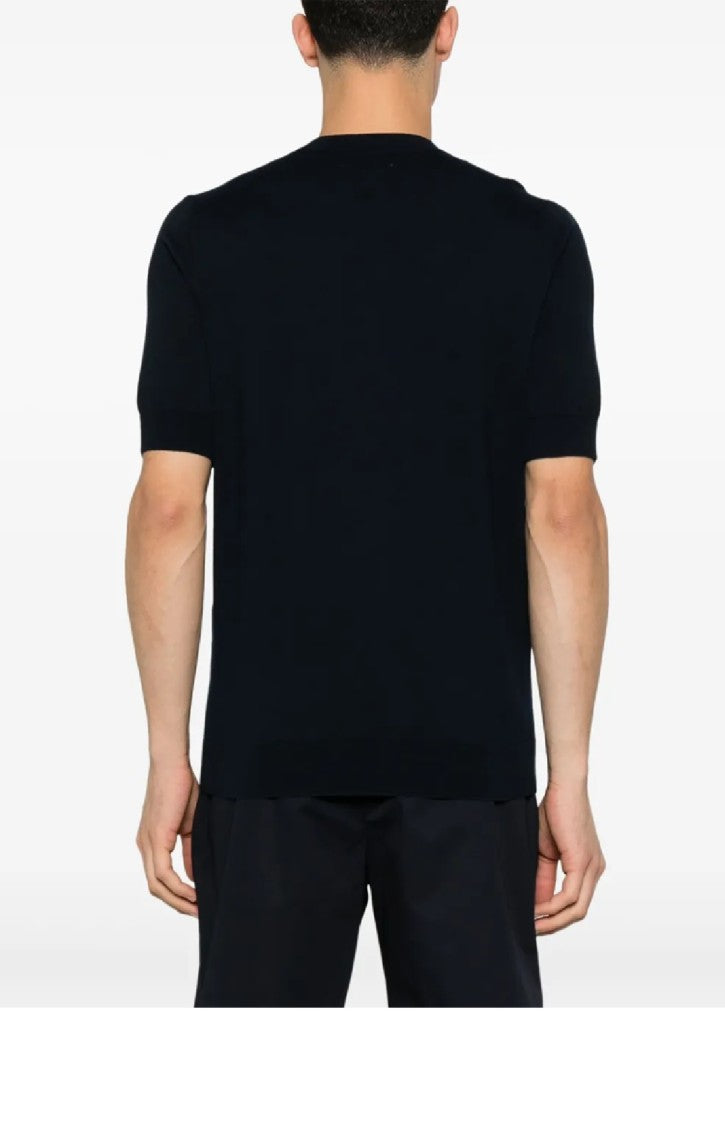 Lardini Black Cotton T-Shirt With Classic Crew Neckline