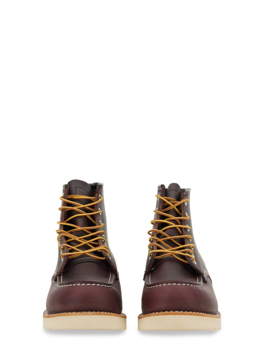 Red Wing Bordeaux Leather Boots With Rugged Sole