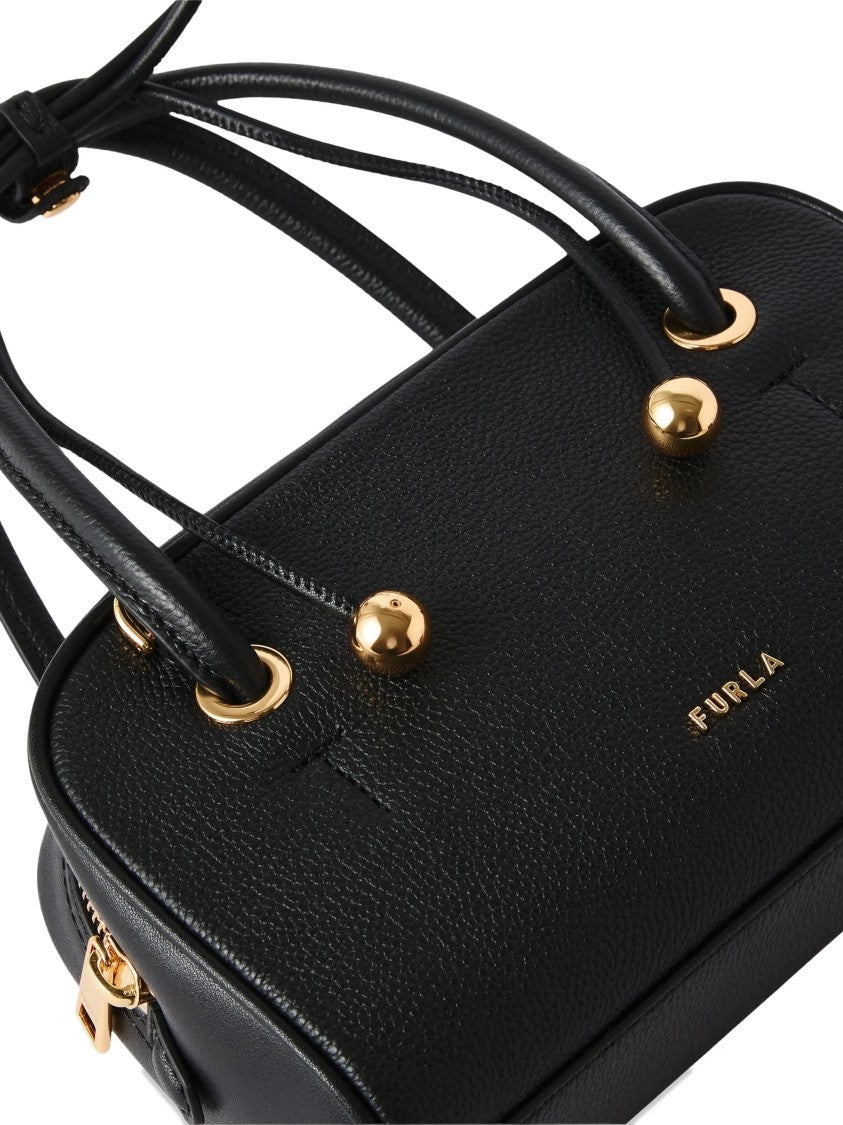 Furla Poppy Mini Pebbled Bow Shoulder Bag