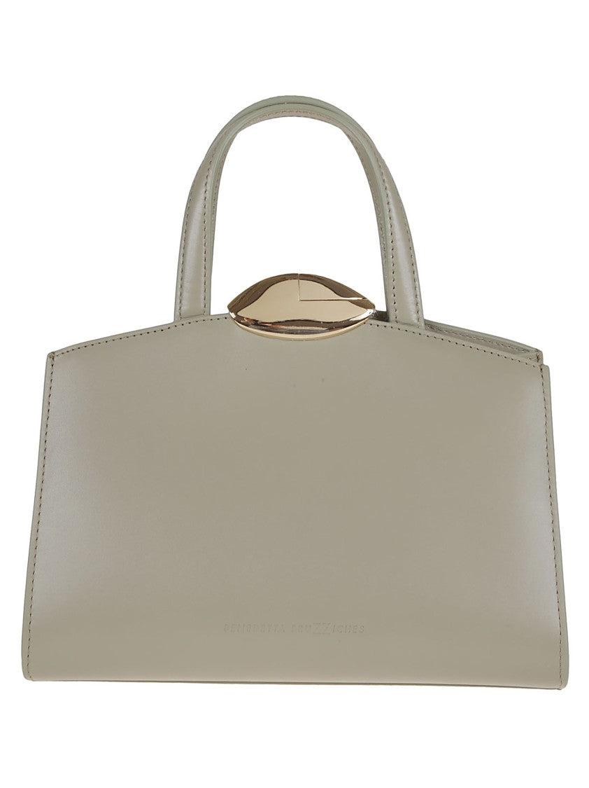 Benedetta Bruzziches Compact Calf Leather Clutch With Gold-Tone Clasp