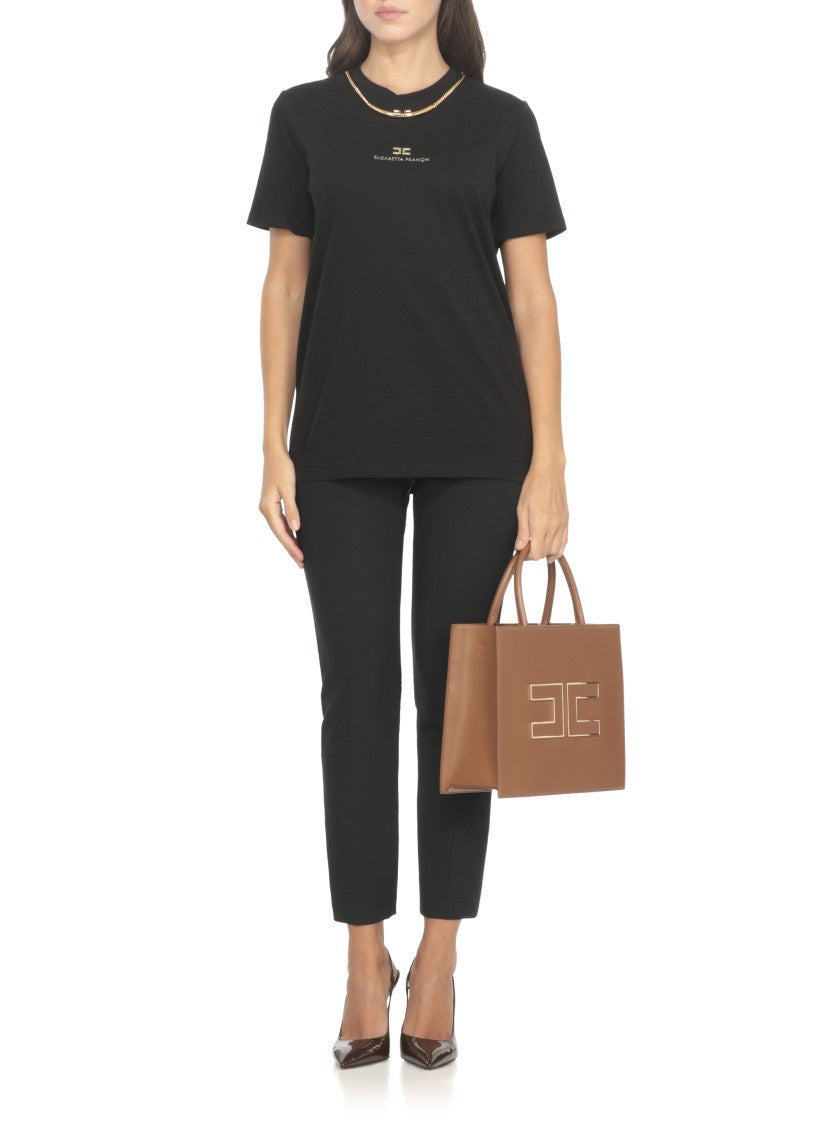 Elisabetta Franchi Cropped Crepe Pants With Flap Pockets