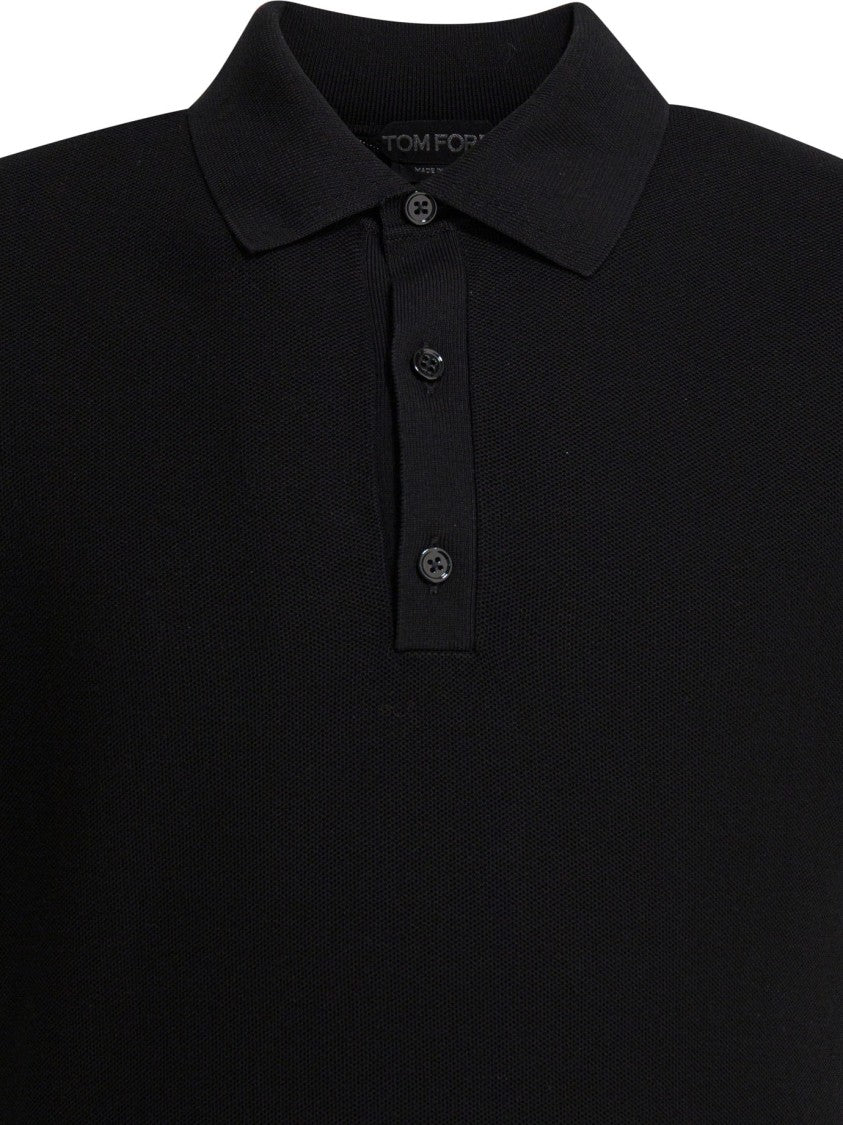 Tom Ford Silk And Cotton Pique Polo Shirt