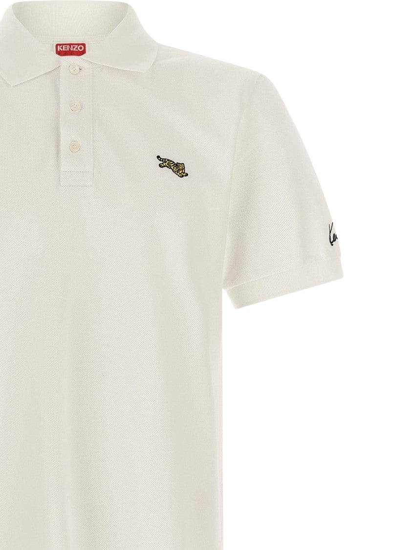 Kenzo Jumping Tiger Embroidered Slim Polo Shirt